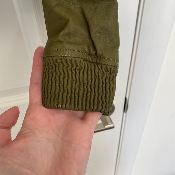 NWT Michael Kors Leather Jacket Olive Green - Picture 14 of 15